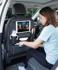 Car Seat Organizer And Backseat Protector With Waterproof Leather Kick Mats, Large Pockets For Storage For Kids And Pets, Installed