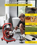 Knockout Heavy Duty Electric Drain Auger With 75 Foot Steel Core Cable in use for cleaning floor drain in bathroom.