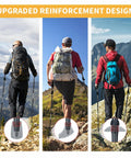 Hikers using Lightweight Collapsible Trekking Poles With Telescopic Tri Fold Design Aluminum 7075 Walking Sticks on mountain trails
