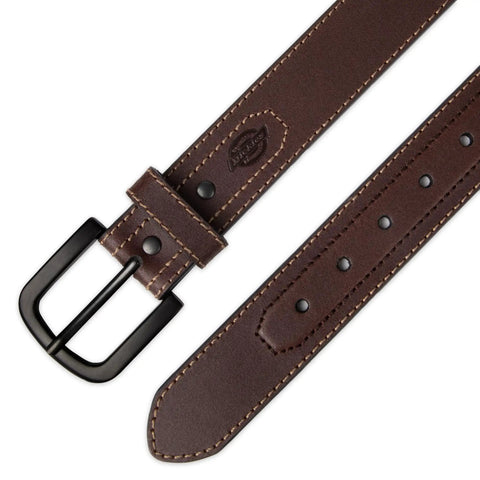 Men Genuine Leather Belt With Tonal Stitch Heavy Duty Brown Work Strap Straight Up Durable Everyday Accessory Built For Rugged Casual Wear And Real Deal Office Comfort, 1.5 inches wide with sturdy buckle.