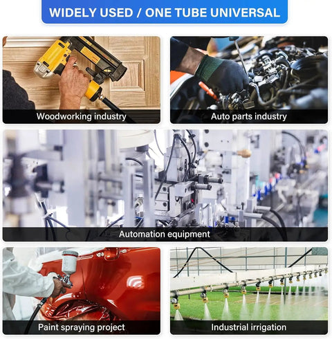 Durable 4mm PU Air Tubing Kit, 10 Meter 32.8ft Length With 29-Piece Push To Connect Fittings in various industrial uses