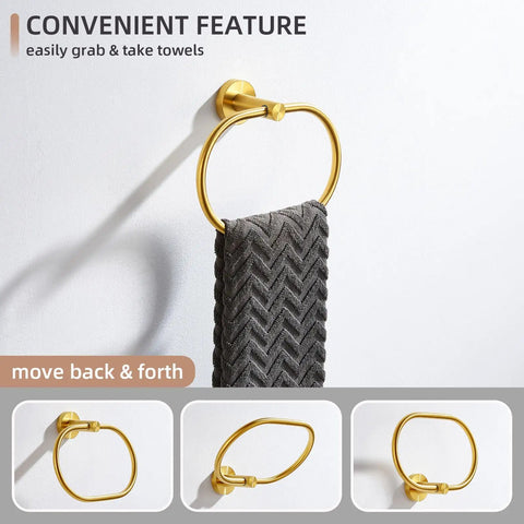 Slick Brushed Dark Gold Towel Ring With Swivel Hand Towel Holder SUS 304 Stainless Steel Wall Mounted Bathroom Accessory