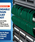 Green 0.5 Foot Cat6a Patch Cables 10 Pack Ultra Thin Bendable Ethernet Cables shown installed in dense rack