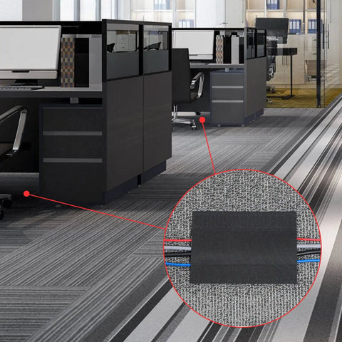Carpet Cord Cover And Cable Protector Floor Strip For Commercial Office Carpets 59.06 Ft Black Easy Hook And Loop Cable Management