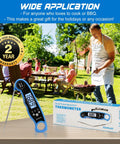 Instant Read Digital Meat Thermometer For Grillin And Smoking with Dual Probe Oven Safe Food Thermometer shown on table