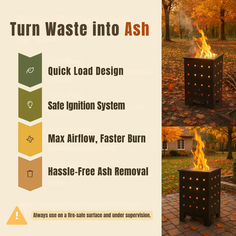 Beast Of A Heavy Duty Outdoor Burn Barrel Fire Pit With Reinforced 2.0 Mm Lid And Base Corten Steel Yard Waste Incinerator illustration