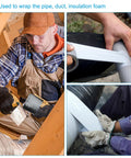 Pipe Wrapping Tape 4.7 Inch by 49.2 Feet, PVC Duct Tape used for waterproof insulation on pipes and ducts, shown in various applications.