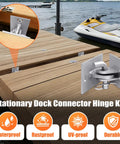 Heavy Duty Marine Dock Hinge Kit With Galvanized Steel T Connectors And Backer Plate Five By Three And A Half Inches Two Pack on dock