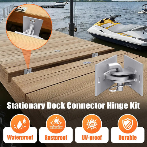 Heavy Duty Marine Dock Hinge Kit With Galvanized Steel T Connectors And Backer Plate Five By Three And A Half Inches Two Pack on dock