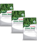 Quick Kickstart Yard Patch Grass Seed Mix For Fast Bare Spot Repair Erosion Control And Temporary Green Cover 99 Percent Weed Free Rapid Sprouting Lawn Rescue Fast Track Pack Of Three, showing three bags of grass seed.