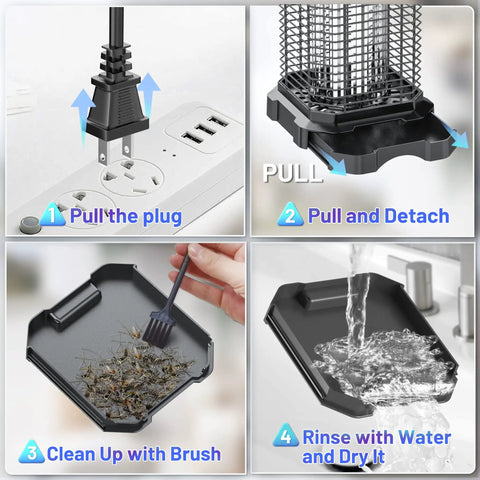 Step-by-step process of cleaning the Beast 4200V Bug Zapper Indoor Outdoor Mosquito Killer With 5ft Power Cord Waterproof Plug In.