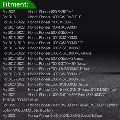 Fitment list for Hard Hitting Door Bushing Kit For Honda Pioneer Rattle Fix 8 Piece Upgrade Fits 500 520 700 700-4 1000 1000-5