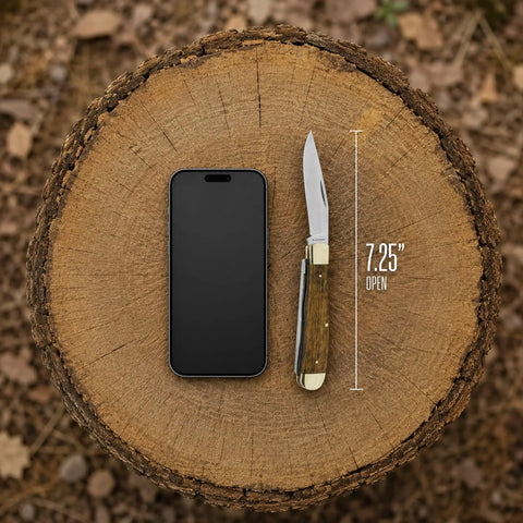 Scout Trapper Dual Blade Pocket Knife 3-Inch Clip Point And 3-Inch Spey Blades In Polished 440 Stainless Steel Zebrawood Handle
