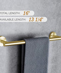 Dope Brushed Gold Bathroom Hardware Set Includes 16 Inch Hand Towel Bar And Toilet Paper Holder And Two Robe Hooks In Durable SUS304 Stainless Steel For A Slick Modern Bath Update towel bar detail
