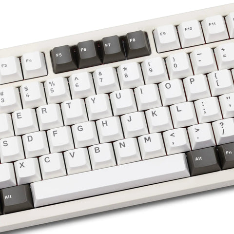 Badass Cnc Aluminum Mechanical Keyboard Featuring Smooth Triple Mode Wireless Connectivity Quick Release Design And Dope Hot Swap Pbt Keycaps showing white and black keycaps from a top view.