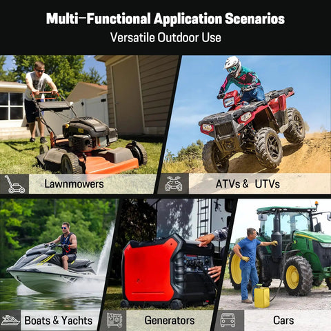Rechargeable Fuel Transfer Pump With 6000mAh Battery, 3.2 GPM High Speed Grab And Go Portable Gas Pump Auto Stop, 54 Inch Hose, 3 Adapters, Ideal For Gasoline Diesel Lawn Mowers Boats ATVs And More in use with lawn mowers, ATVs, boats, generators, and cars.