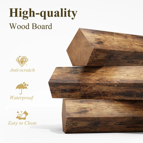 High-quality wood board for Rustic Brown Baker Rack With Power Outlet Microwave Stand With Storage Large Coffee Bar Station