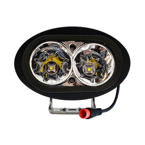Front view of Beast Bright White LED E Bike Headlight 6000K For Rad Power Bikes And More With 30 Degree Spot Beam 12V To 60V Compatibility