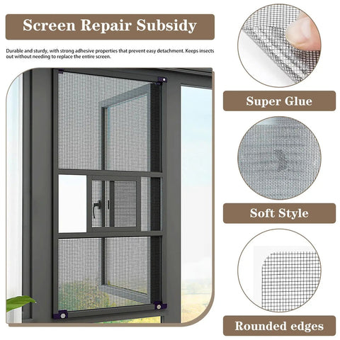 16 Sheets Window Screen Patch Repair Kit Black Four Sizes For Mesh Screen Doors With High Strength Adhesive Fiberglass Quick Repair Tape Easy DIY Patch For Tears And Holes In Screens