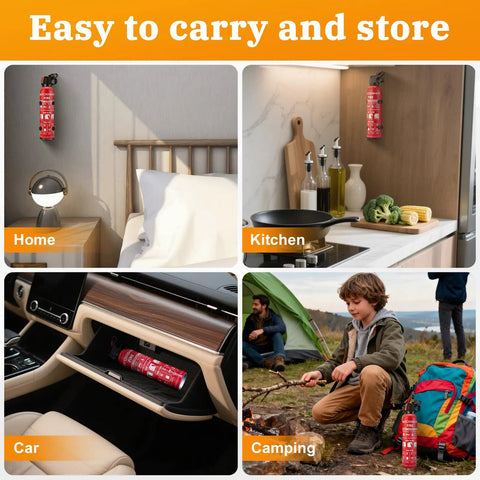 Slick Badass Compact Fire Extinguisher For Home And Car Emergency Kit Ul Certified Multipurpose Safety Gear For Kitchen Auto Use 600 Milliliter Pack Of Two No Sweat Fire Prep
