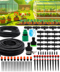 All In One 100 Ft Drip Irrigation Kit For Garden And Lawn With 50 Ft Main Tubing And 50 Ft Branch Tubes, accessories laid out