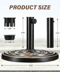 Heavy Duty Round Umbrella Base With 24.2 Pound Weight And 17.72 Inch Diameter Resin Outdoor Stand For Patio, Lawn And Garden