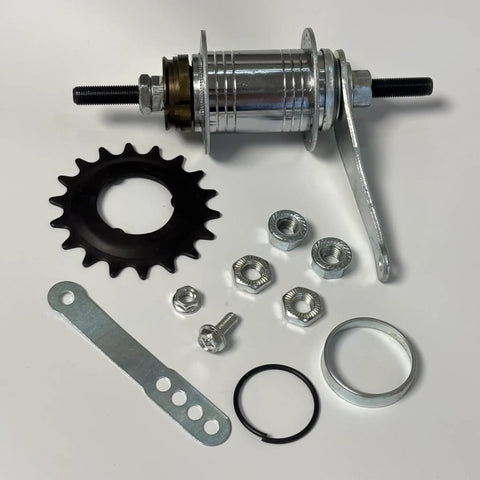 Heavy Duty Stainless Steel Bicycle Coaster Brake Rear Hub With 32 Spoke Holes For Fixed Gear Or MTB Builds, showing components and assembly parts.