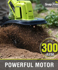 20V Cordless Tiller Cultivator With 4Ah Battery And Fast Charger Included 300 RPM Garden Rototiller for Home Garden in use