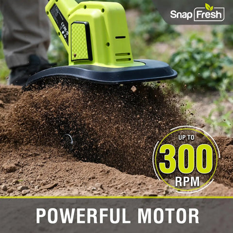20V Cordless Tiller Cultivator With 4Ah Battery And Fast Charger Included 300 RPM Garden Rototiller for Home Garden in use
