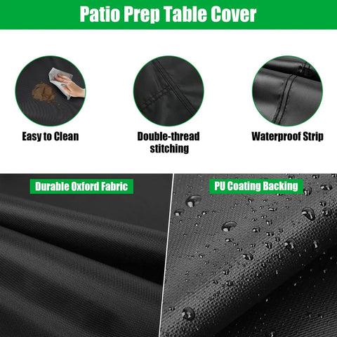 Outdoor Prep Table Cover 36 By 30 By 35 Inches Waterproof Stainless Steel Shield For Outdoor Kitchen Grills Carts Pizza Ovens And BBQ Tables Heavy Duty Weatherproof Table Top Cover showing durable oxford fabric and waterproof strip