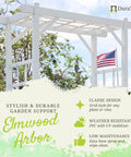 Vinyl Garden Arbor Archway For Outdoors, White 57 By 85 Inches With Trellis Sides For Climbing Plants, Easy Setup, Durable PVC Construction