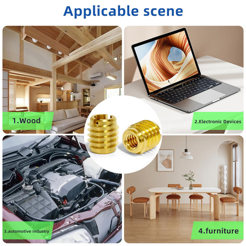 Brass Knife Thread Wood Inserts For Hardwood M3 0.5 Internal Threads 0.375 Inch Long Pack Of 10 to beef up joints in various applications
