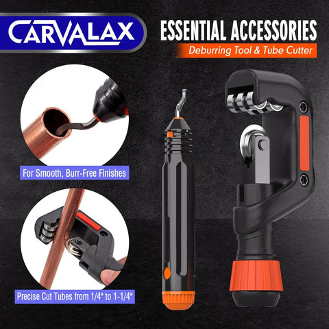 Deburring tool and pipe cutter from All In One Eccentric Flaring Tool Kit With 45 Degree Precision And Metric Imperial Clamp For 6 To 19mm.