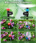 Adjustable emitters of 95.5 Feet Drip Irrigation Kit For Automatic Garden Watering With One Half Inch And One Quarter Inch Tubing