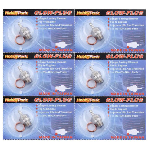 Six Pack Glow Plug No 4 Medium Hot For One Eighth And One Tenth Nitro RC Cars And Trucks Platinum Iridium super duty element