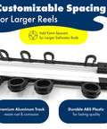 Versatile Fishing Rod Holder For Garage Organization And Wall Storage Keeps Reels Gear And Accessories Neatly Stored With Adjustable Spacing For Vertical Or Horizontal Rack Ready For Your Next Big Catch aluminum track and spacers