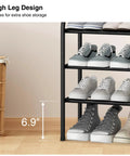 Expandable Three Tier Metal Shoe Rack Holds Up To Sixteen Pairs, Adjustable From 17.7 To 33.1 Inches, Free Standing Black Shoe Organizer