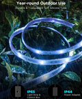 Outdoor LED Strip Lights 98.4 Feet Smart RGBIC Tape Lights for Patio and Backyard with IP65 waterproof silicone tubing.