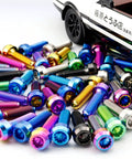Colorful collection of Beefed-Up Ultra Light Titanium Bolt M7x24.5mm With 1.0mm Pitch And 12 Point Spline Socket Forged Head