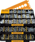 2251 Pieces Hardware Assortment Kit With Carbon Steel Bolts Nuts And Washers SAE And Metric Black Finish For Fast Repairs And DIY Projects For Home Auto And Workshop Projects And Quick Easy Repairs, open tray view