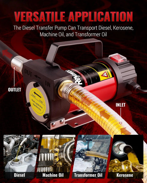 No Sweat Diesel Transfer Pump With 12v DC Motor and Self Priming Build for fast moves of diesel, kerosene, machine oil.