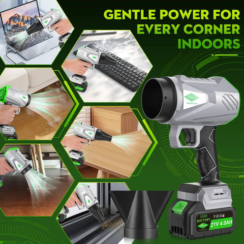 Cordless Leaf Blower With Dual Battery System And Charger, One-Touch Hands-Free Lock For Airflow, 395 CFM Power And 1000 G Peak Air