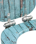 Hella Durable Padded Flannel Toilet Seat Covers With Smooth Soft Close Hinges and universal fit in blue wood design.