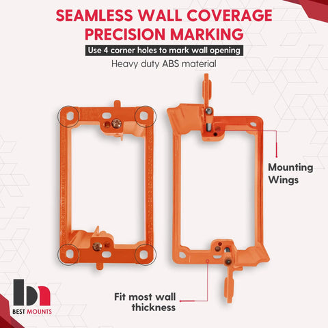 Two Pack Wall Plate Cable Pass Through With Bracket In Wall Cable Management Kit showing mounting wings and corner holes