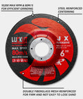 Heavy Duty 6.5 Inch Angle Grinder Discs And Grinding Wheels With Solid Metal Center For Fast Metal And Concrete Deburring 10 Pack Rugged Cutting Tools Straight Up Built To Last, 6 inch grinding wheel with steel center.