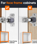 Comparison of 60 Pack Soft Close Cabinet Hinges For Kitchen Cabinets With Three Quarters Inch Overlay Face Frame Concealed Hidden Hinges In Stainless Steel Self Closing With Slow Close Damper And Three Way Adjustment on face frame vs frameless cabinet.