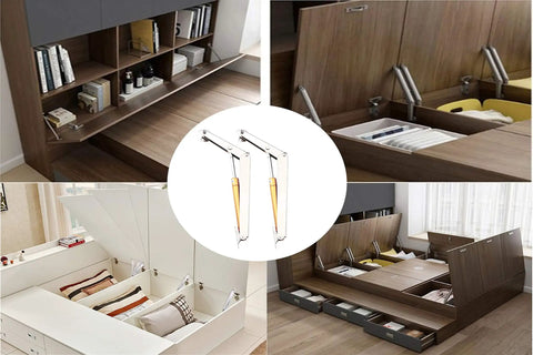 Heavy Duty Gas Spring Lid Stay Hinge With 100N Lift Support For Cabinet Doors And Toy Boxes, Built Tough Cold Rolled Steel Damper