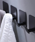 Adhesive Hooks 4 Pack Towel And Coat Hooks For Wall Mounting Stick On Bathroom Kitchen Matte Black And Stainless Steel Finish