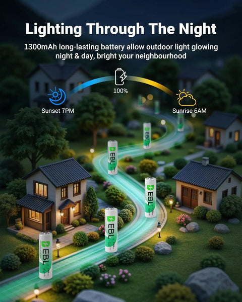 Pre Charged 1300mAh NiMH AA Rechargeable Batteries For Outdoor Solar Lights Pack Of 12 Power Your Garden String Lights