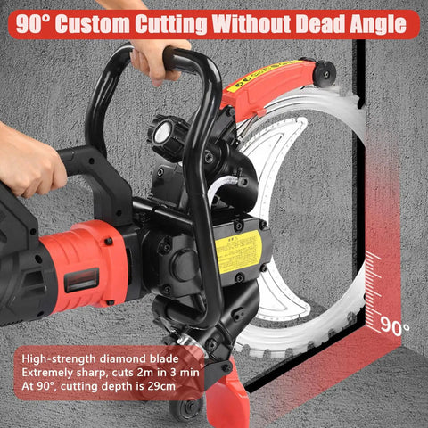 Pro Rigged Heavy Duty 9500 Watt Electric Concrete Ring Saw with high-strength diamond blade for precise 90-degree cuts.